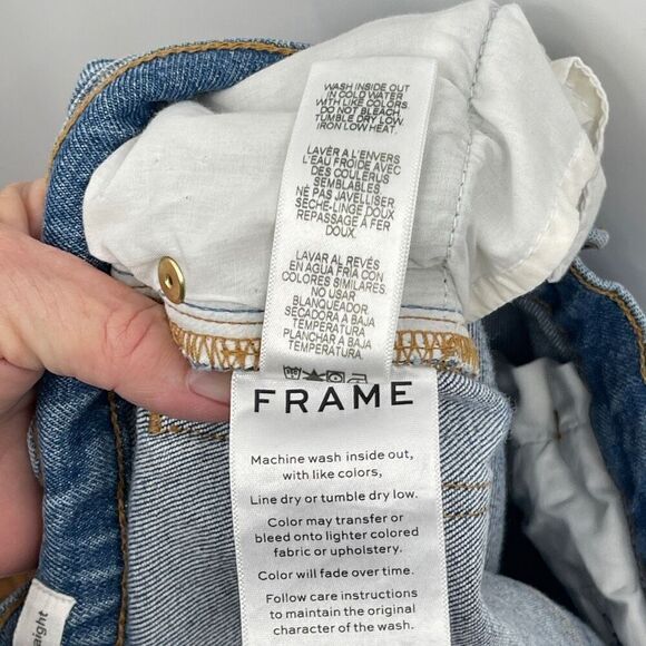 Frame Denim Arrington High Rise Le Nouveau Straight Distressed Jeans Size 25 - Picture 10 of 11
